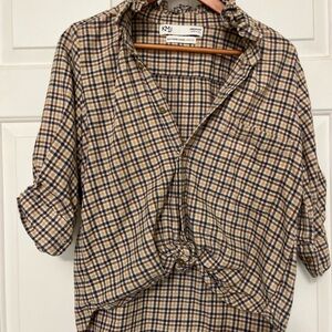 KMJ Quarantina Ruffle Neck Plaid button up